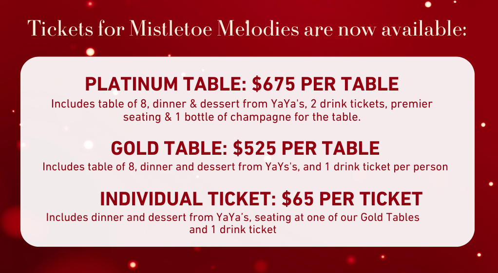 Tickets for Mistletoe Melodies are now available: